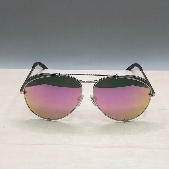 Diff Eyewear Koko pink gold mirrored sunglasses semi oversized. main image 4